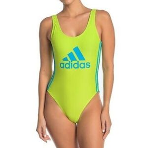Adidas Logo Neon Lime One Piece Swimsuit